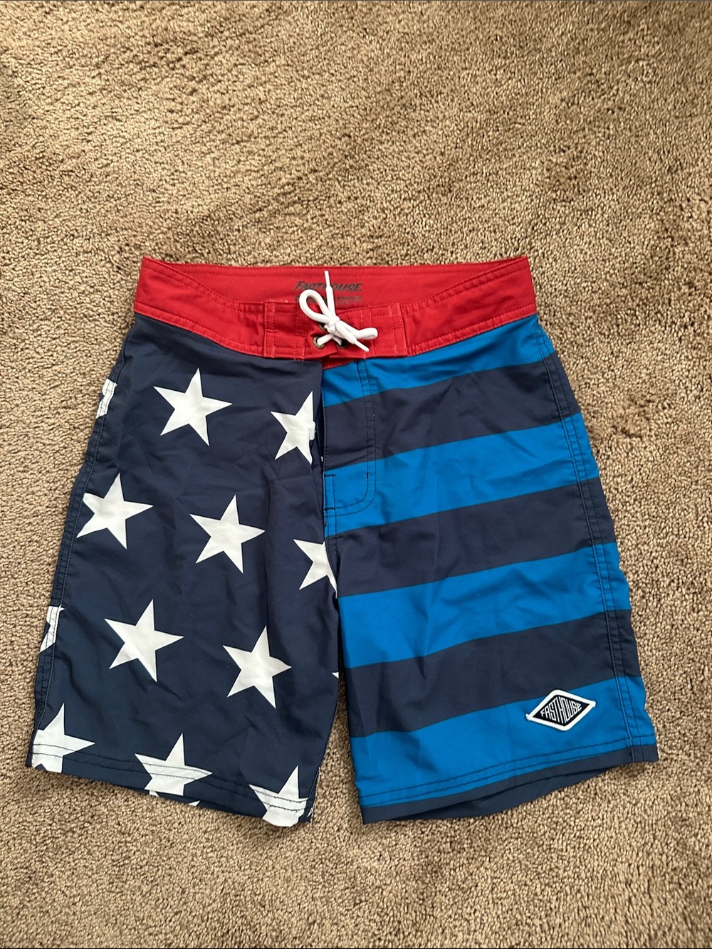 Boys Fasthouse  Patriotic Star & Stripe Board Shorts - Red, Navy, Blue